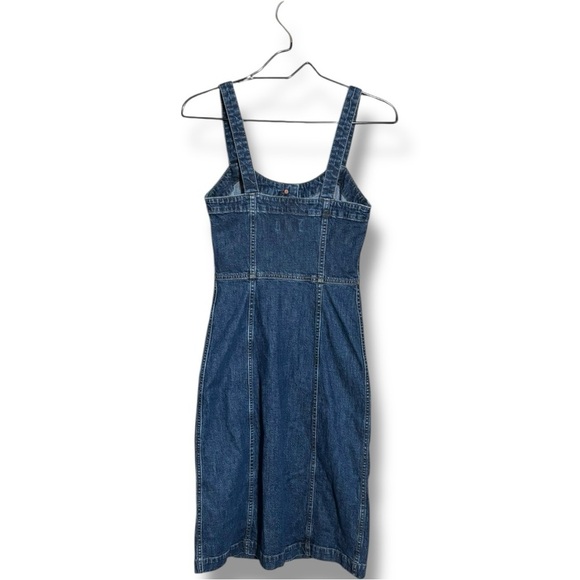Madewell Dark Indigo Denim Shank Button-Front Tank Dress Sleeveless Midi Dress - Picture 15 of 16